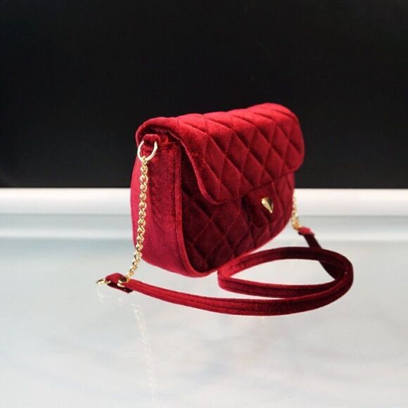 H And M Womens Quilted Shoulder Bag Mini Red Burgundy H&M - Picture 4 of 8